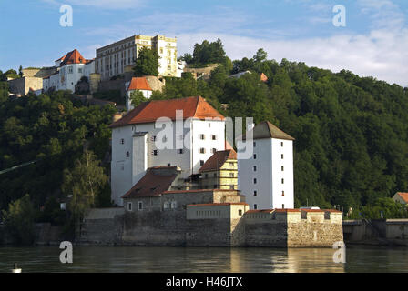 Deutschland, Bayern, Passau, Donau, Veste niedrig Haus, Veste Oberhaus, Stockfoto