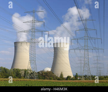 Kernkraftwerk, Strommasten, Energie, Stockfoto