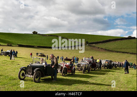 CWM Whitton, nahe Knighton, Powys, UK. Eine jährliche Rallye VSCC (Vintage Sports Car Club) hat hier seit 1939 stattgefunden Stockfoto