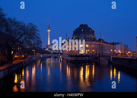 Berlin, Museumsinsel, UNESCO-Welterbe, Nacht, Stockfoto