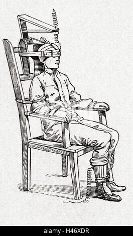 Ausführung durch Stromschlag mit einem elektrischen Stuhl. Stockfoto