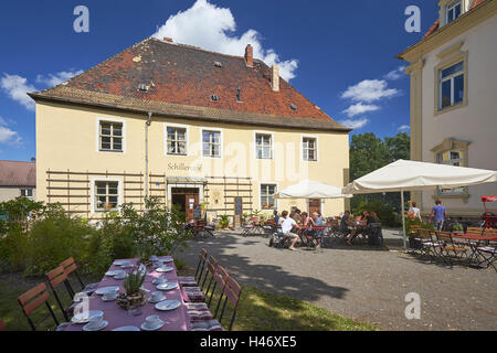 Kahnsdorf Burg und Schiller Cafe am Hainer See bei Leipzig, Sachsen, Deutschland Stockfoto