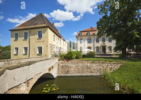 Kahnsdorf Burg und Schiller Cafe am Hainer See bei Leipzig, Sachsen, Deutschland Stockfoto