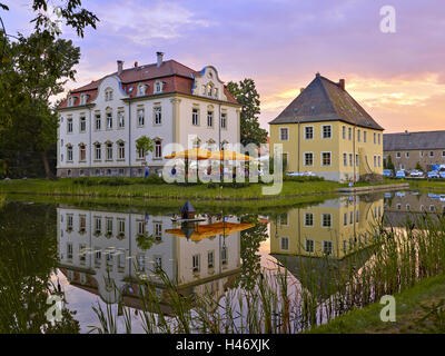 Kahnsdorf Burg und Schiller Cafe am Hainer See bei Leipzig, Sachsen, Deutschland Stockfoto