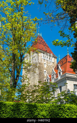 Blick auf das Schloss Ouchy, einen Palast in Lausanne, Schweiz Stockfoto