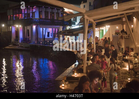 Griechenland, Cyclades, Mykonos, Mykonos-Stadt, Chora, Alefkantra oder Venetia vierte, auch "Klein-Venedig" genannt, Stockfoto