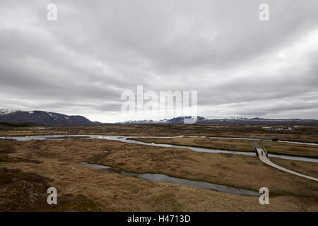 in der Kontinentalplatten im Thingvellir National Park Island teilen Stockfoto