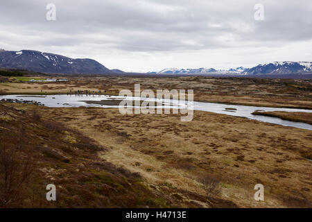 in der Kontinentalplatten im Thingvellir National Park Island teilen Stockfoto