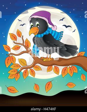 Herbst Zweig mit Raven - eps10 Vektor-Illustration. Stock Vektor