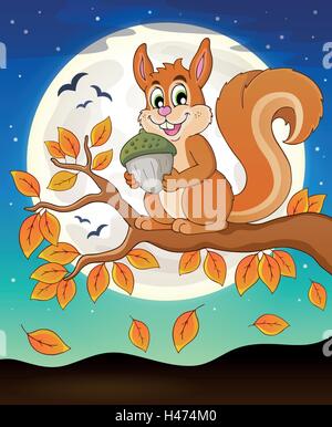 Herbst Zweig mit Eichhörnchen - eps10 Vektor-Illustration. Stock Vektor