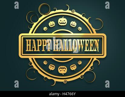 Gravierte Stempel mit Happy Halloween text Stockfoto