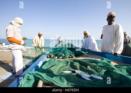 Oman, Region al-Batina, Fischerboot, Fischer, Stockfoto