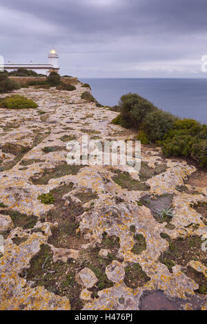 Spanien, Mallorca, weit de Cap Blanc, Leuchtturm, Rock, Stockfoto