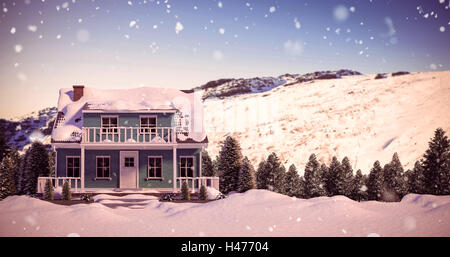 Zusammengesetztes Bild von Schnee bedeckt Haus Stockfoto