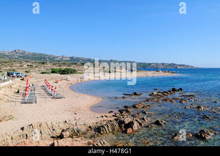 Blick auf den Strand von La Tonnara Plage, Bonifacio Korsika, Frankreich, Europa Stockfoto