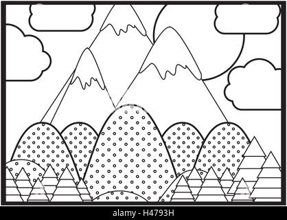 Silhouette-Bild Landschaft mit Linien und Punkte Stock Vektor