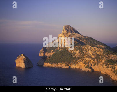 Spanien, Mallorca, Halbinsel Form Ziel mit Isla El Colomer, anzeigen Mirador es Colomer, Stockfoto