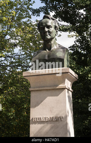 Alexander von Humboldt Büste, Central Park West, NYC Stockfoto