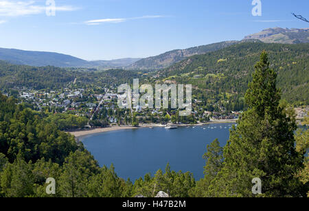 Argentinien, Patagonien, San Martin, Panorama, lokale Übersicht, Lago Lacar, Stockfoto