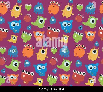 Nahtlose Muster mit Monstern. Drucken Sie für Halloween. Stock Vektor