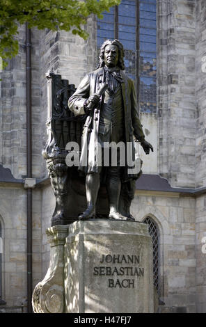 Johann-Sebastian-Bach-Denkmal vor der Thomaskirche in Leipzig, Stockfoto