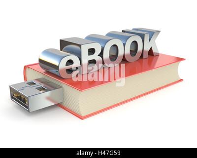 eBook Metall Rotes Buch. 3D-Render Abbildung isoliert auf weißem Hintergrund Stockfoto