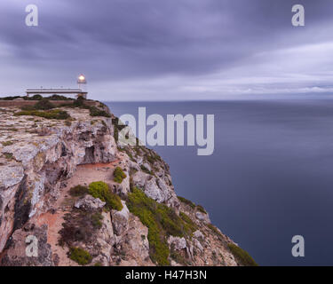 Spanien, Mallorca, weit de Cap Blanc, Leuchtturm, Rock, Stockfoto