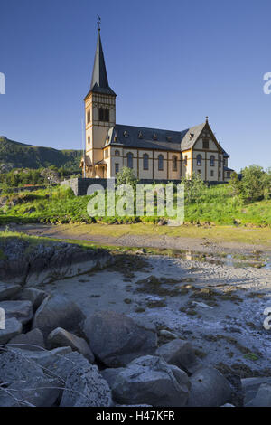 Norwegen, Land im Norden, Lofoten, Ausvagoya, Vagan, Kirche, Stockfoto