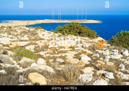 Kap Greco ist das Wahrzeichen von Zypern, gelegen zwischen den Städten von Ayia Napa und Protaras, beide beliebte Urlaubsorte sind Stockfoto