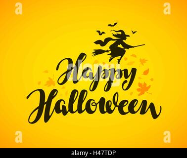 Happy Halloween-Banner. Handgezeichnete Schriftzug Stock Vektor