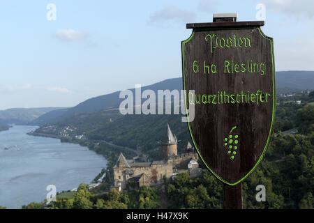 Weinberg, Ansicht, Zeichen, Schloss Stahl Ecke, wenig, Deutschland Stockfoto