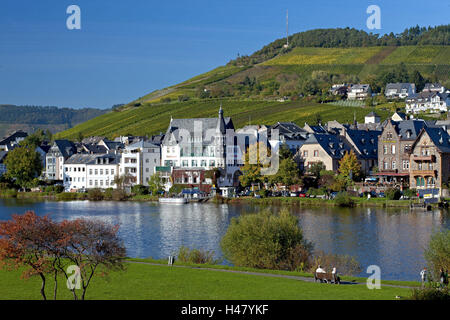 Deutschland, Rheinland-Pfalz, Traben-Trarbach, Moselufer, Weinberg, Stockfoto