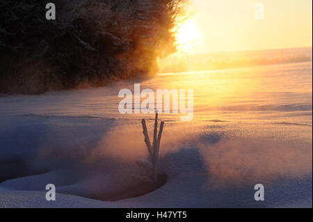 Sunrise, Winterlandschaft, Oberpfalz, Bayern, Deutschland, Stockfoto