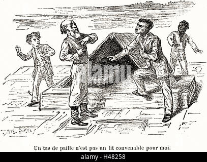 Mark Twain: Les Aventures de Huck Finn, Illustrationen Achille Sirouy - 1886 Stockfoto