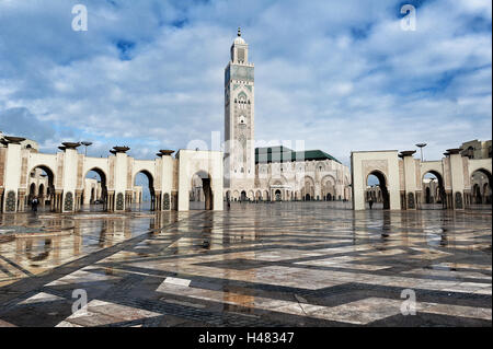 Blick von der großen Moschee von Hassan II, beeindruckend von Casablanca, 1994 abgeschlossen. Stockfoto