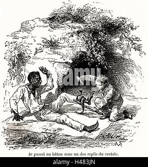 Mark Twain: Les Aventures de Huck Finn, Illustrationen Achille Sirouy - 1886 Stockfoto