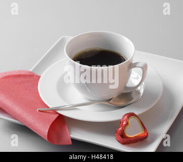 Tasse Kaffee mit Schokolade, Stockfoto