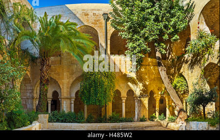 Den malerischen Garten im Innenhof der lutherischen Kirche des Erlösers, Jerusalem Israel Stockfoto