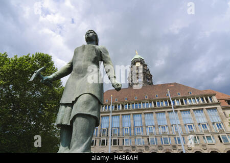 Neues Rathaus, bleibt Frau Denkmal, Dresden, Sachsen, Deutschland, Stockfoto