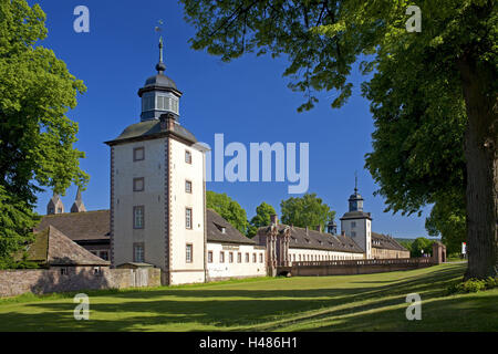 Deutschland, Weserbergland, Nordrhein Westfalen, Höxter, imperiale Abtei Corvey, Außenwand, Westseite, Haupteingang, Stockfoto