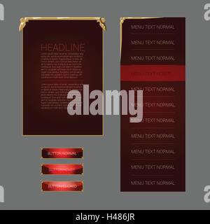 Reihe von Fantasy-Vektor-Interface-Elemente. Popup-Fenster, Schaltflächen und Menüs. Stock Vektor