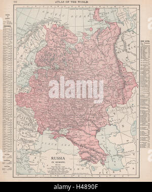 RUSSLAND IN EUROPA. Polen-Ukraine-Caucasus-Finnland. RAND MCNALLY 1912 alte Karte Stockfoto