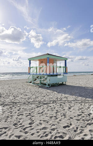 Strand Rettungsschwimmer Turm 14 ST', typischen Art-Deco-Design, Atlantik, Miami South Beach Art Deco District, Florida, USA, Stockfoto