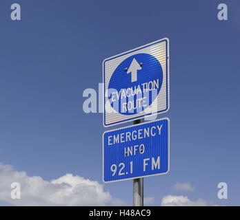 Schild "Rettungsweg" entlang Florida Scenic Highway, Nord 1, Key Largo, Florida Keys, Florida, USA, Stockfoto