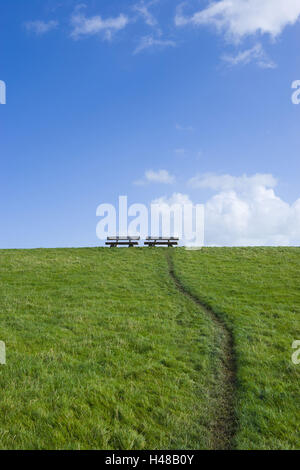 Nordsee-Deich, Westerhever (Dorf), Eiderstedt (Dorf), Nordfriesland, Schleswig - Holstein, Deutschland, Stockfoto