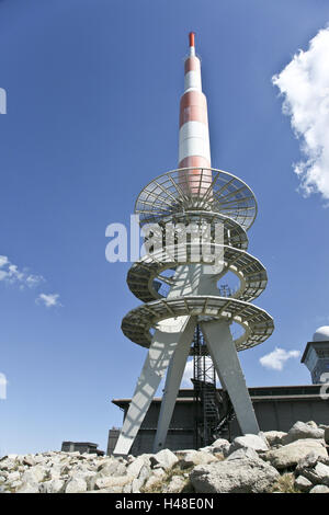 Deutschland, Sachsen-Anhalt, Harz, Nationalpark, Klumpen, Gipfel, senden Turm, Stockfoto