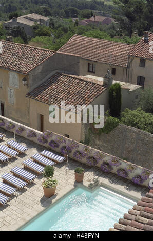 Dach, Terrasse, Pool, Blick, Häuser, Dächer, Stockfoto