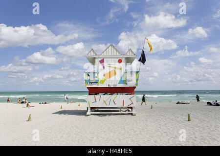 Strand Rettungsschwimmer Turm 6 ST', typischen Art-Deco-Design, Atlantik, Miami South Beach Art Deco District, Florida, USA, Stockfoto