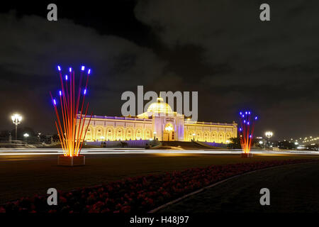 farbige Beleuchtung, Projektion, Sharjah Light Festival, Kulturpalast, Kulturpalast, Cultural Square, Emirat Sharjah, Vereinigte Arabische Emirate, Arabische Halbinsel, dem Nahen Osten, Asien, Stockfoto