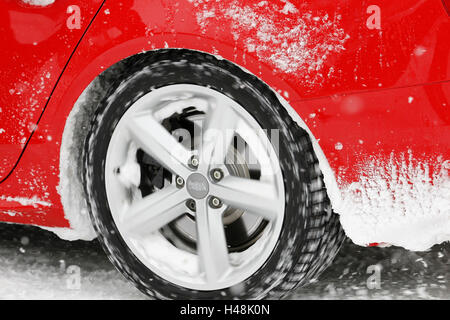 Auto, Audi, Detail, Felge, Reifen, Schnee, Stockfoto